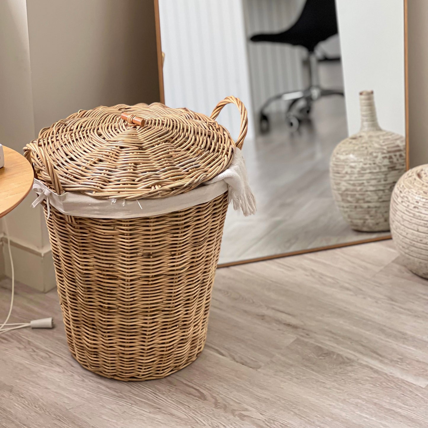 Rattan basket for unused items in the room