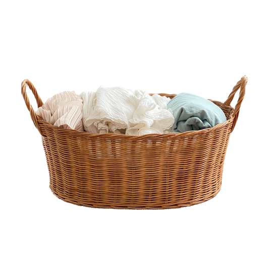 Rattan basket for dirty clothes