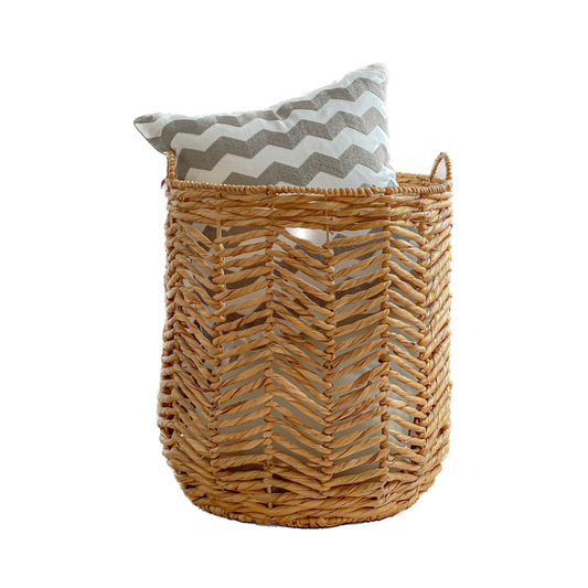 Round hyacinth basket with handles of various sizes