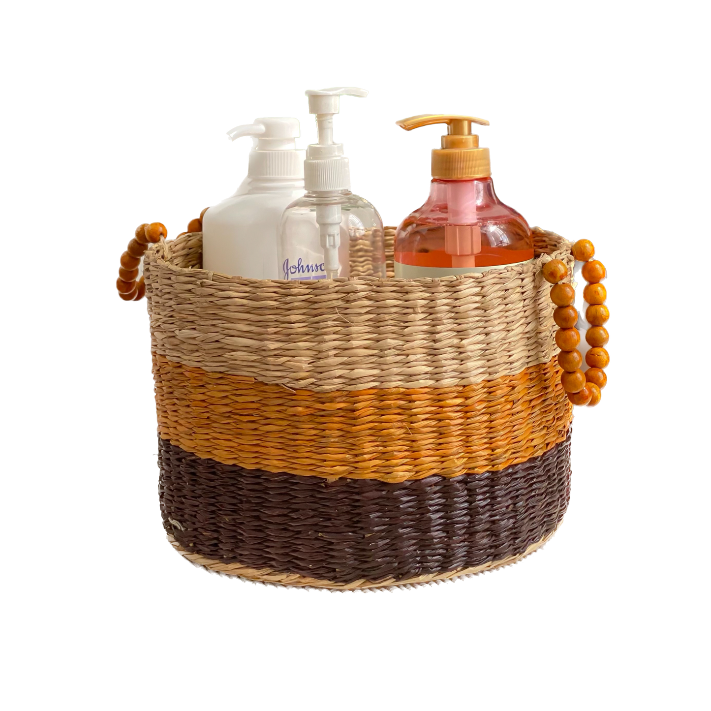 Colorful round sedge basket