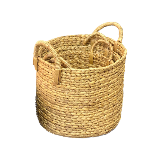 Round hyacinth basket with handles in many sizes