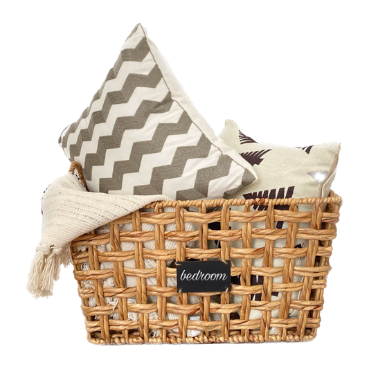 Water hyacinth basket with handles with blackboard in many sizes