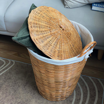 Rattan basket for clothes waiting to be washed