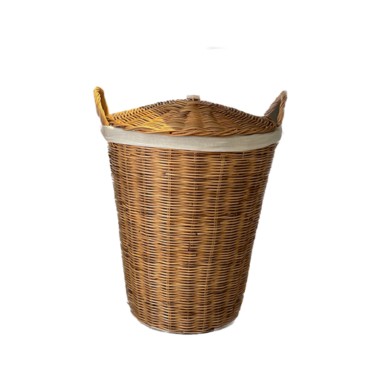 Rattan basket with lid with fabric lining
