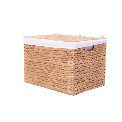 Basket with built-in lid for clothes and unused items